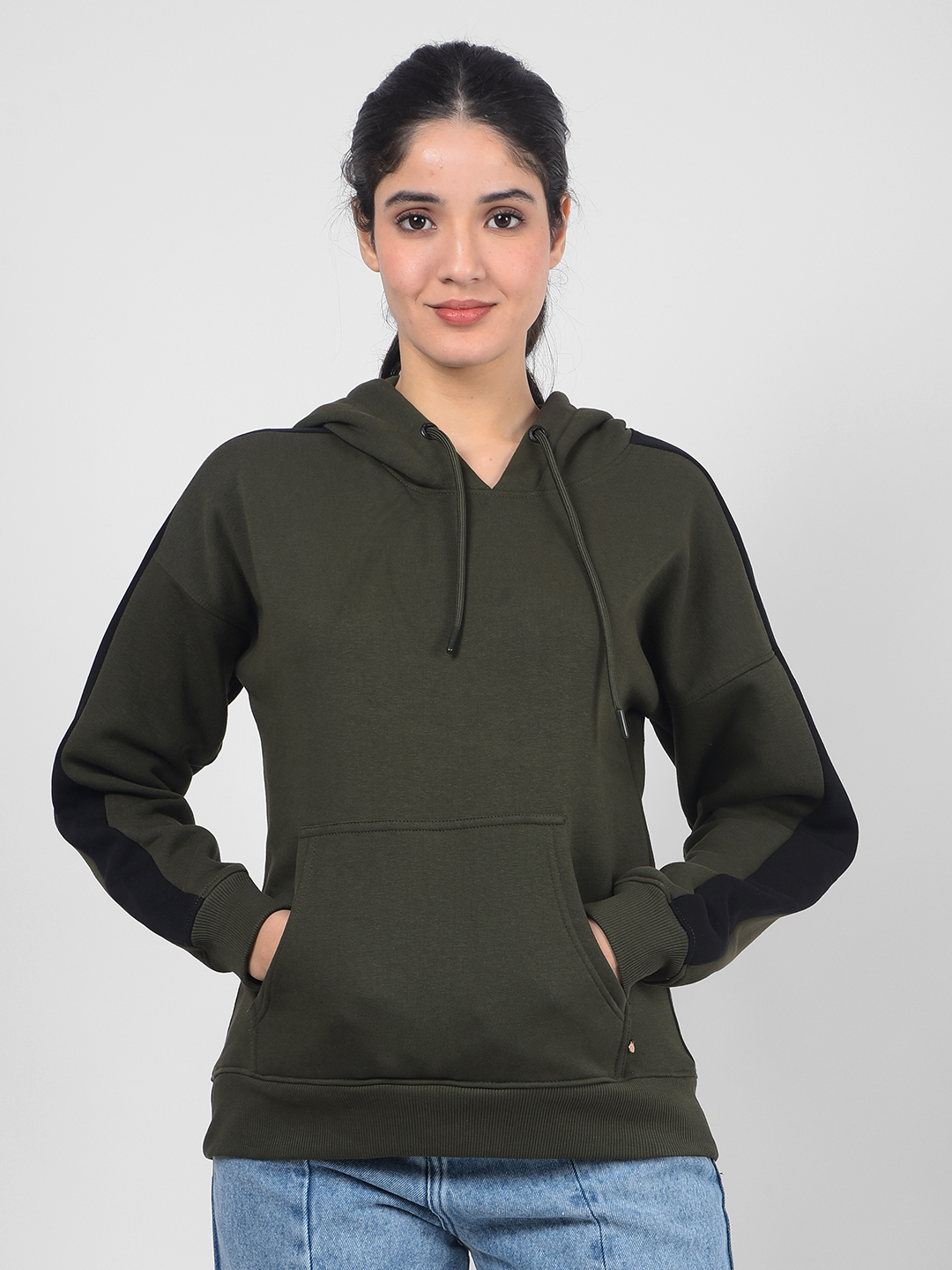 Numero Uno Women Striped Olive Sweat Shirt